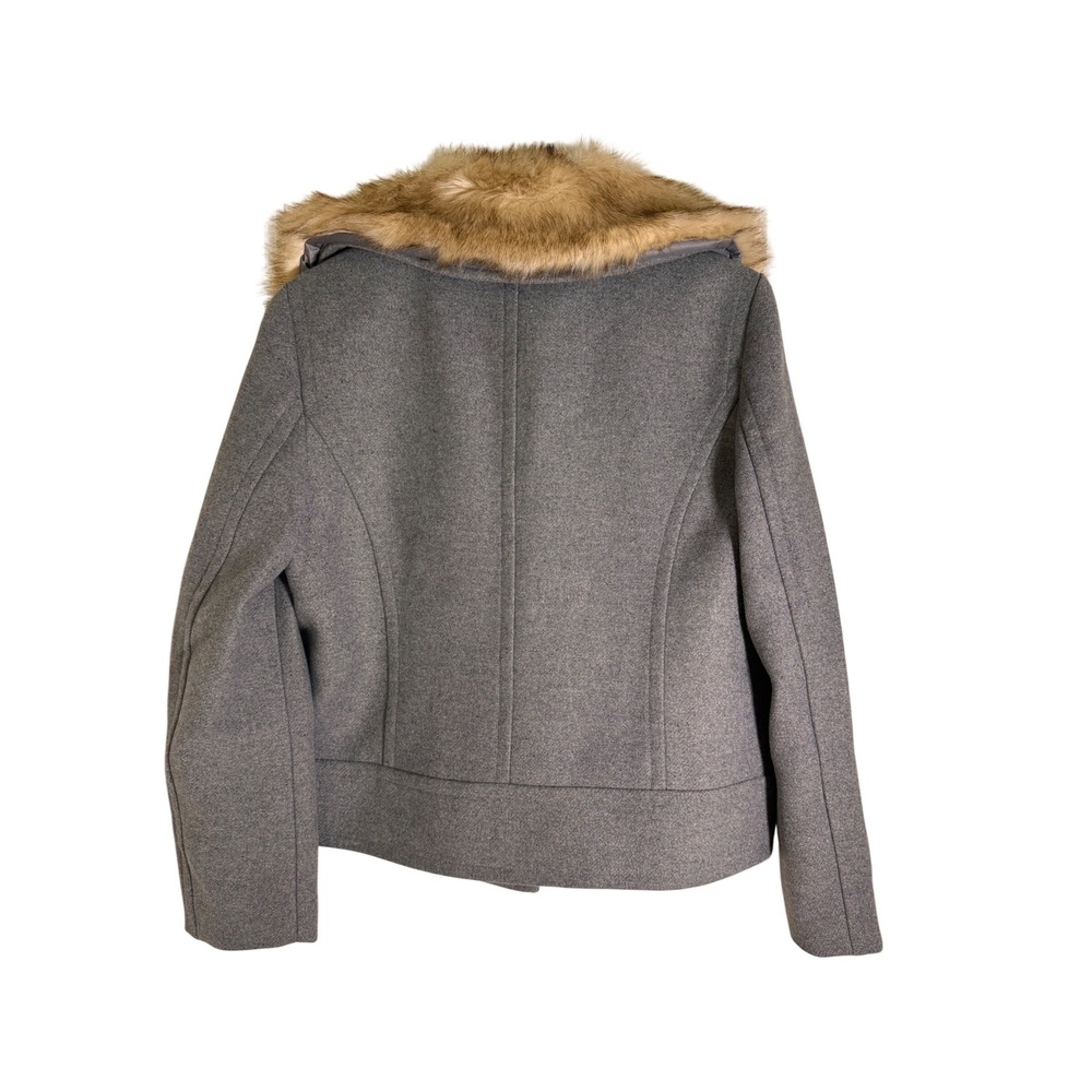 LOFT Faux Fur Collar Wool Blend Peacoat M New With Tags - Picture 7 of 9